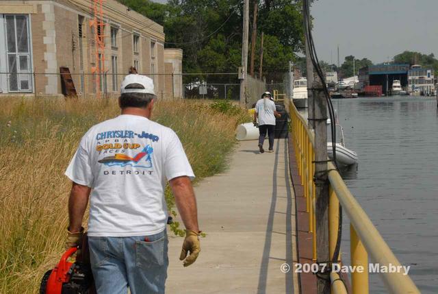 Boats to the right, equipment to the left.