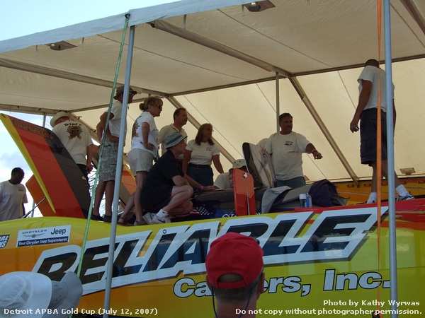Rescue divers learning about one of the offshore racers