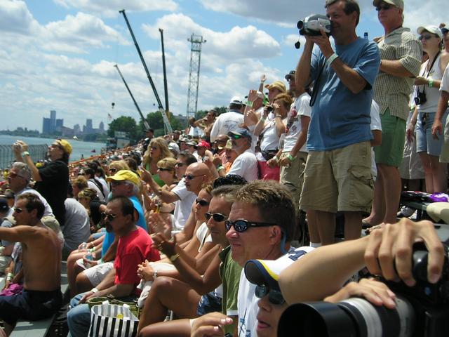 The crowd in the main grandstands