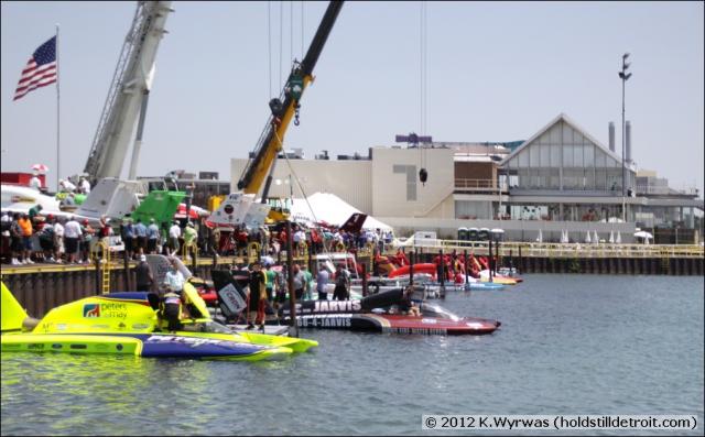 View of the unlimiteds pit area from the grandstands