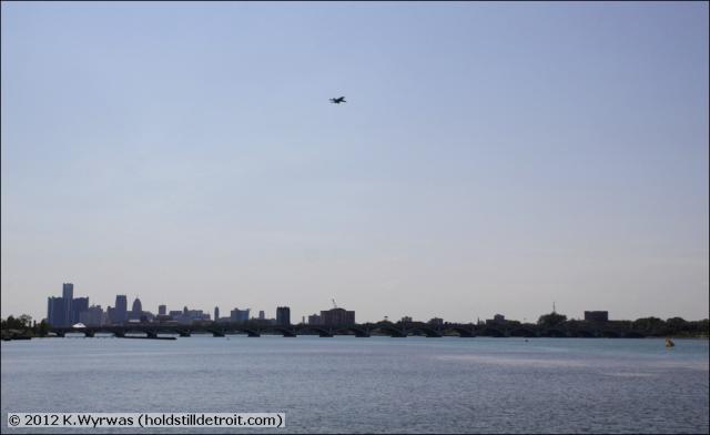 Over the Detroit skyline